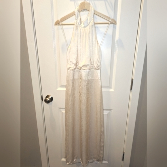 Greylin Dresses & Skirts - Nwt Greylin Anthro Champagne Maxi Gown Halter Neck Column Style Size small